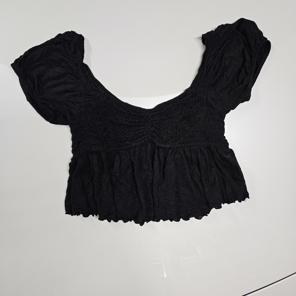 Urban Outfitters Black Smocked Crop Top